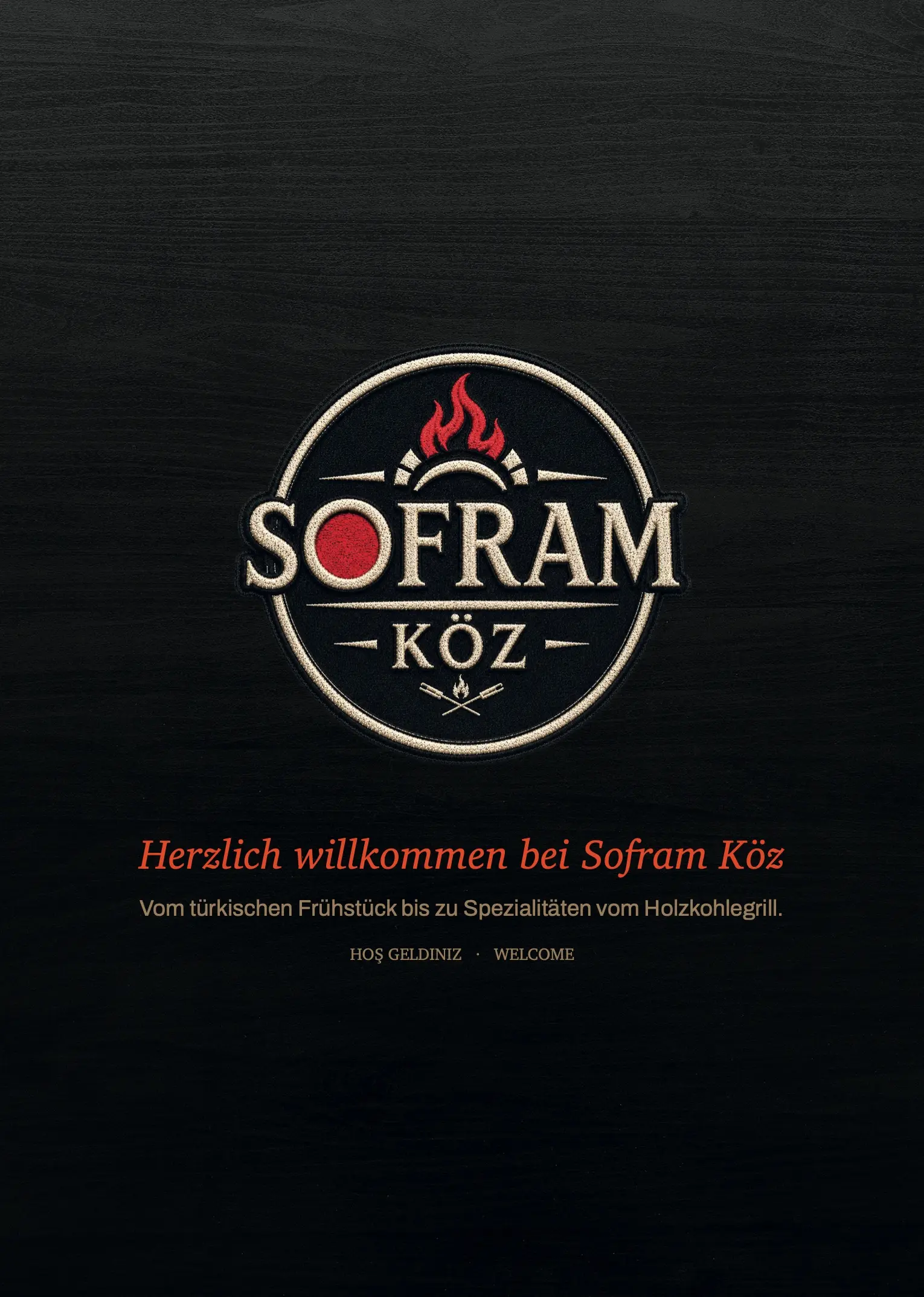Speisekarte Seite 1: Titelseite – Herzlich willkommen bei Sofram Köz