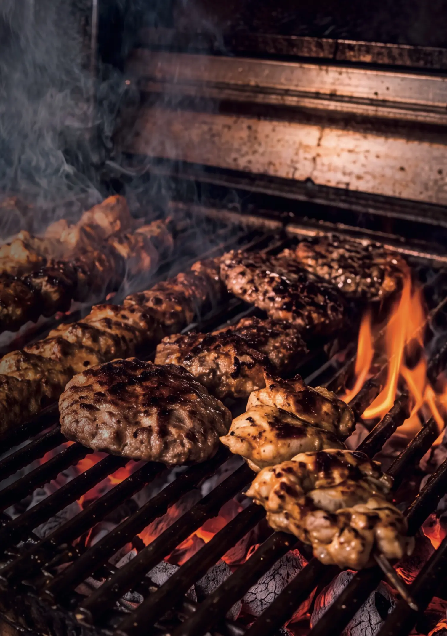 Speisekarte Seite 15: Foto: Grillgerichte über offenem Feuer